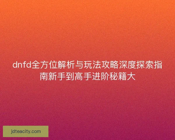 dnfd全方位解析与玩法攻略深度探索指南新手到高手进阶秘籍大